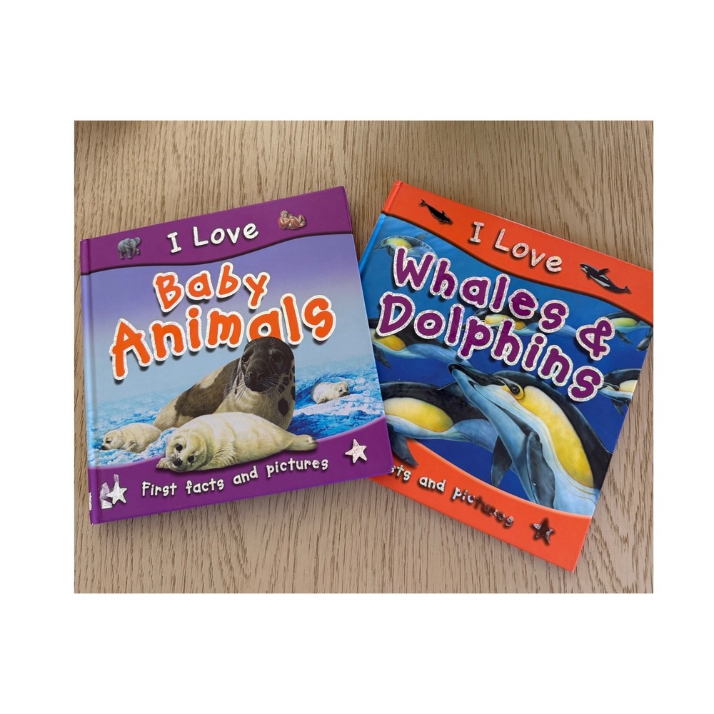 Backpack Books I Love Baby Animals Whales Dolphins Board Book Set 2pc Kids